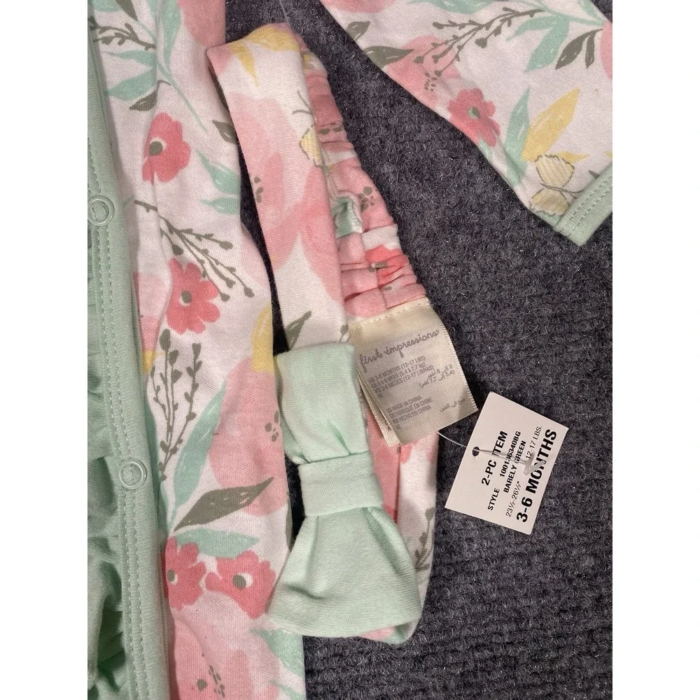Brand New First Impressions Footie Sleeper Girl 3-6‎ Months Pink Floral headband